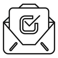 Envelope containing document with check mark icon showing verification vector