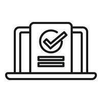 Laptop showing validated online registration form icon vector