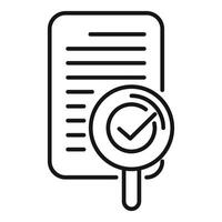 Magnifying glass validating document for quality control and verification vector