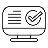 Desktop computer showing check mark icon for approved project vector