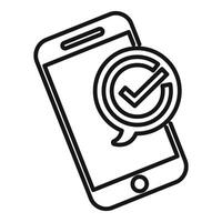 Smartphone showing validation notification icon confirming successful operation vector