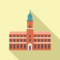 Brick university building with tower flat design illustration vector