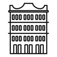 Simple line art icon of a building with many windows vector