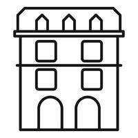 Two storey building facade with arched entrances and attic windows vector