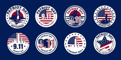 Set of various Patriot day in the USA graphic elements and labels vector