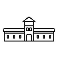 One storey building with tower and many windows is representing school or university vector