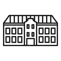 Large building with many windows and striped roof line art icon vector