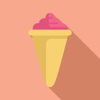 Pink ice cream with a swirl on top melting in a waffle cone vector
