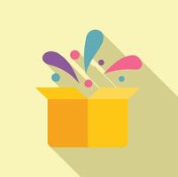 Open cardboard box with colorful exploding party inside vector