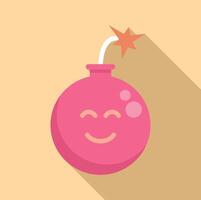 Pink bomb smiling with lit fuse on yellow background vector