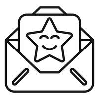 Open envelope containing card with smiling star for positive feedback vector
