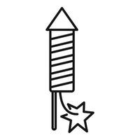 Firework rocket exploding with burning wick icon outline style vector