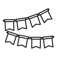 Two strings of bunting flags hanging on a white background vector