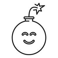 Round bomb character smiling with closed eyes and short fuse vector