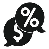 Speech bubbles overlapping discussing money and percentage vector
