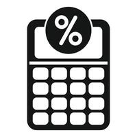Calculator showing percentage sign icon representing discount calculation vector