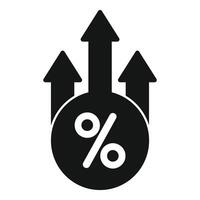Percentage increasing with up arrows icon representing growth vector