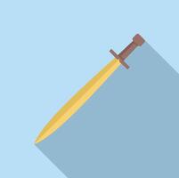 Medieval sword with golden blade pointing up right vector