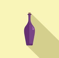 Purple bottle with cork casting long shadow on yellow background vector
