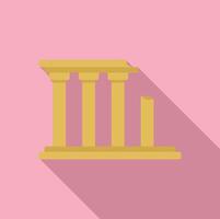 Ancient greek building ruins with three standing columns illustration vector