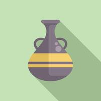 Ancient greek vase with two handles is standing on green background vector