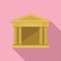 Golden ancient greek building with columns standing on pink background vector