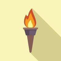 Burning torch casting long shadow on yellow background vector