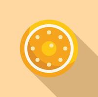 Golden round shield protecting from danger with small white dots and big white circle around it on light brown background vector