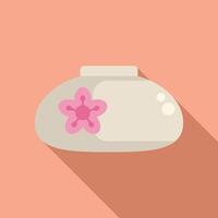 Sakura flower soap bar resting on pink background vector