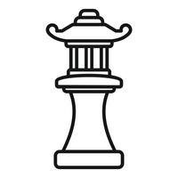 Stone lantern standing on a base with a curved shape and a roof vector