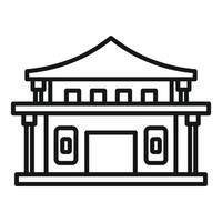 Asian style building with columns and curved roof line icon vector