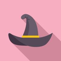 Gray witch hat with golden belt casting shadow, side view vector