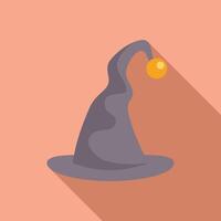 Gray wizard hat casting a spell with long shadow on pink background vector