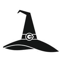 Black witch hat pointing up with buckle icon simple style vector