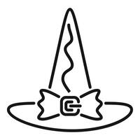Line art halloween witch hat with buckle showing magic vector