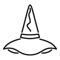 Classic witch hat standing tall with wide brim and pointy top vector
