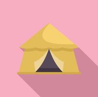 Yellow camping tent with open entrance standing on pink background vector