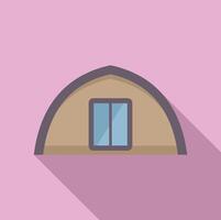 Hangar building presenting modern architectural design with large sliding door and curved roof vector