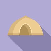 Camping tent standing on ground with open entrance for hiking and forest tourism vector