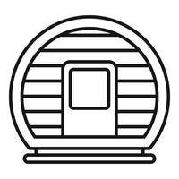 Modern round wooden sauna offering relaxing heat therapy session vector