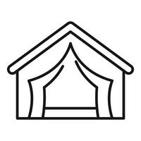 Tent camp is depicted with canopy roof on white background icon vector