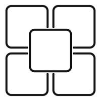 Five empty squares forming a cross shape connected with rounded corners vector