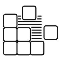 Modular system showing lines connecting squares representing data processing vector