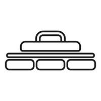 Curling stone sliding on ice rink outline icon vector