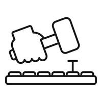 Hand lifting dumbbell over computer keyboard fitness concept icon vector