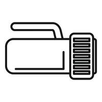Flashlight with handle emitting a powerful beam of light vector