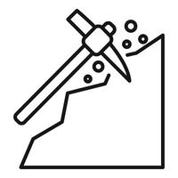 Miner tool pickaxe striking mountain mining illustration vector