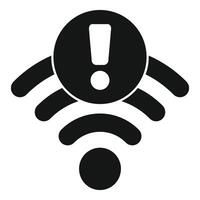 Wifi connection showing warning with exclamation mark vector
