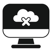 Computer showing cloud storage service disconnection icon vector