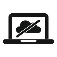 Laptop showing cloud computing disconnection icon vector